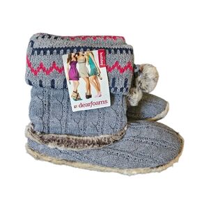 Dearfoams Gray Knit Slipper Boots